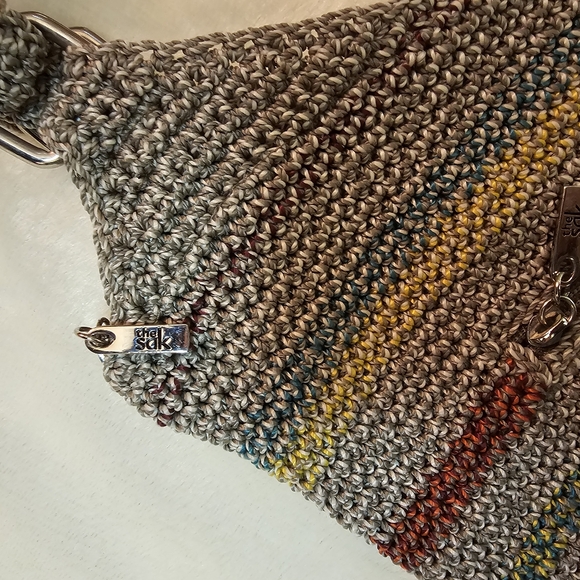 The Sak Woven Hobo Tote Multicolor Large Handbag Purse Women's Beach Gypsy Boho - Picture 4 of 14